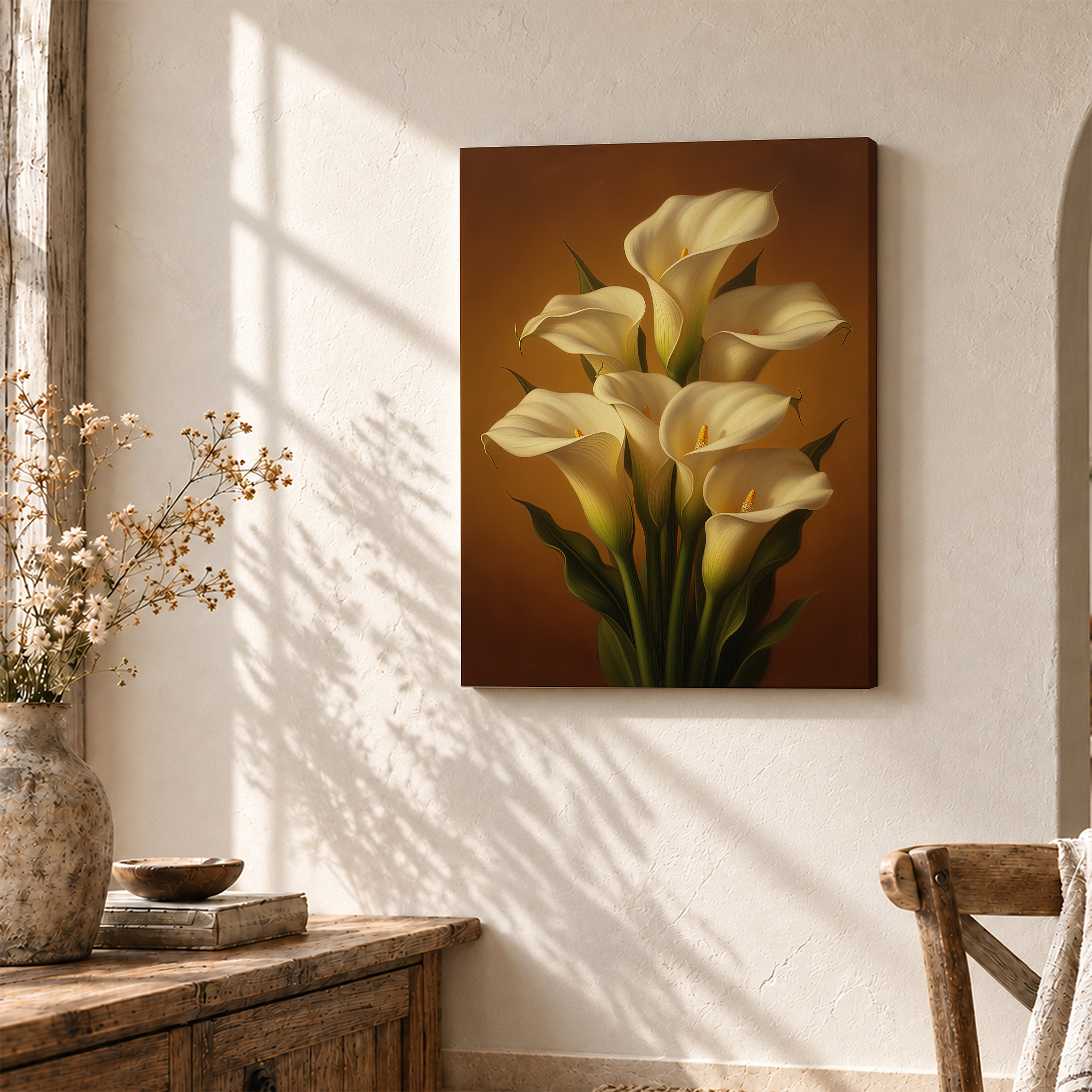 Warm Calla Lily Framed Canvas Wall Art | Ready to Hang Decor - Image 3