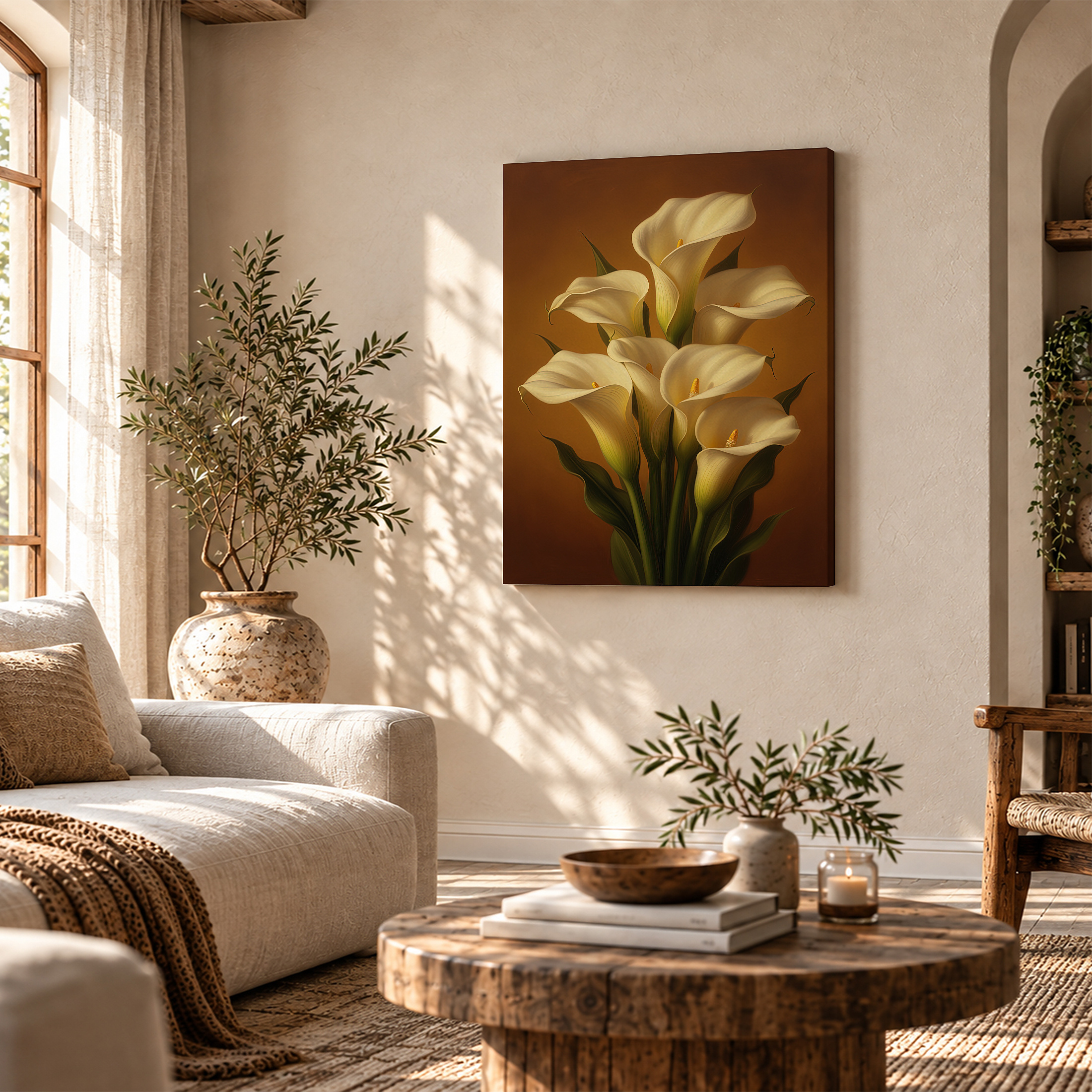 Warm Calla Lily Framed Canvas Wall Art | Ready to Hang Decor - Image 4