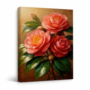 Camellia Blossoms Framed Canvas Wall Art