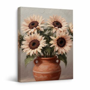Vintage Sunflower Still Life Framed Canvas Wall Art