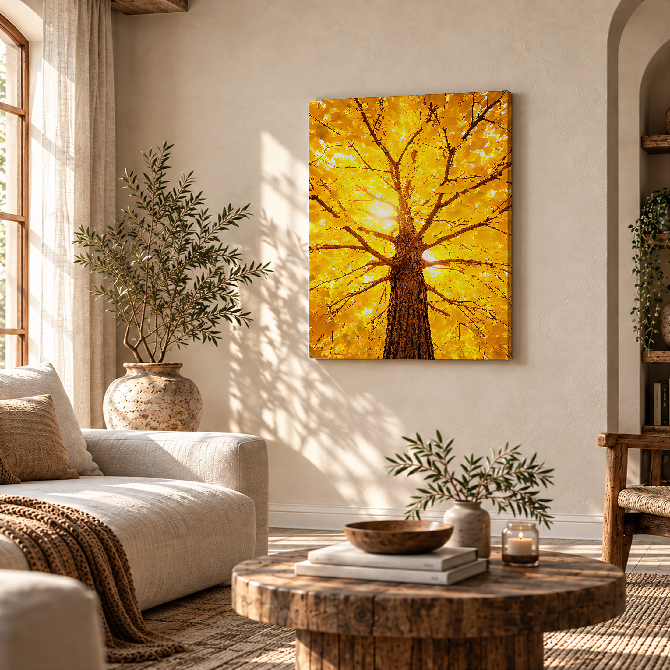 Golden Autumn Tree Framed Canvas Wall Art - Image 4