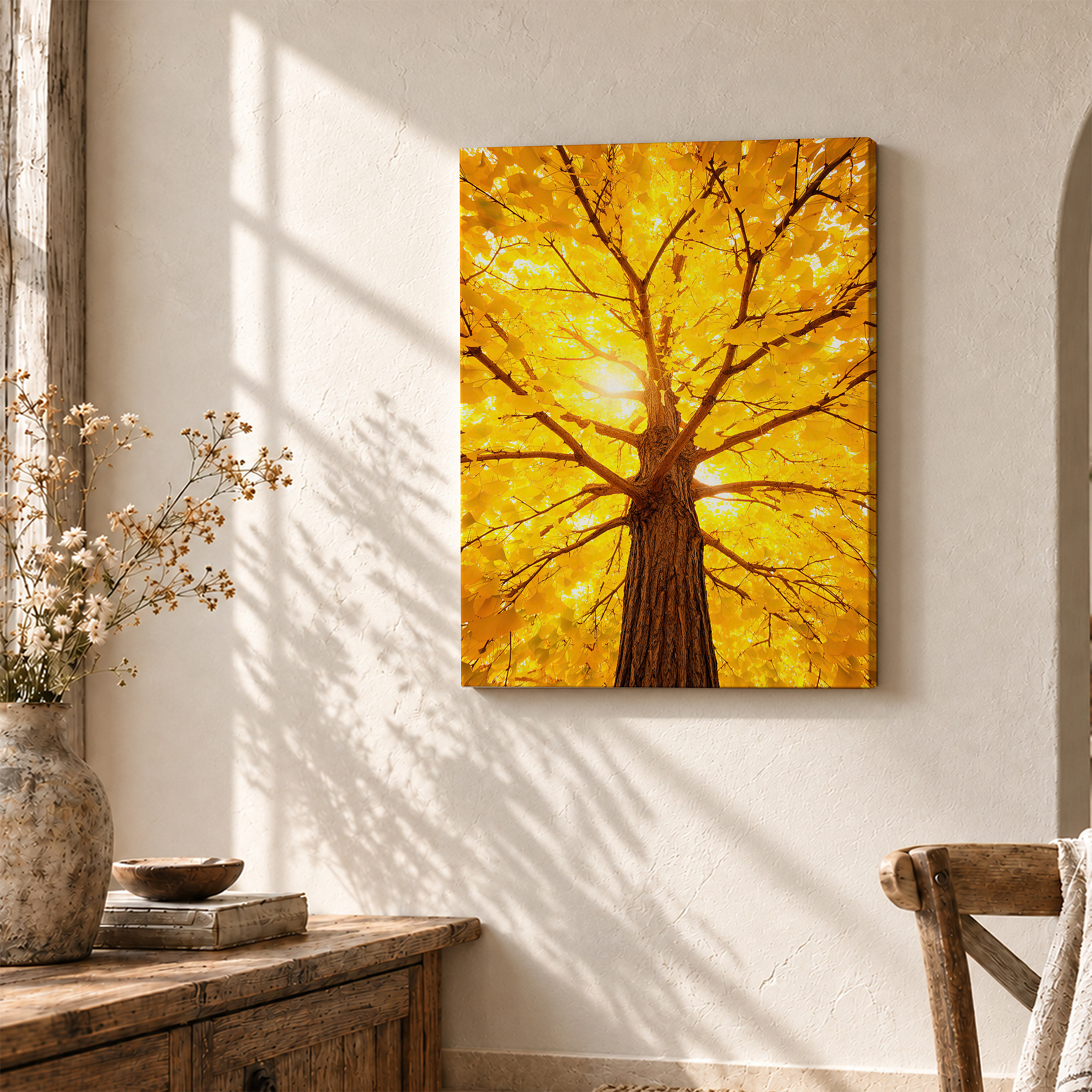 Golden Autumn Tree Framed Canvas Wall Art - Image 3