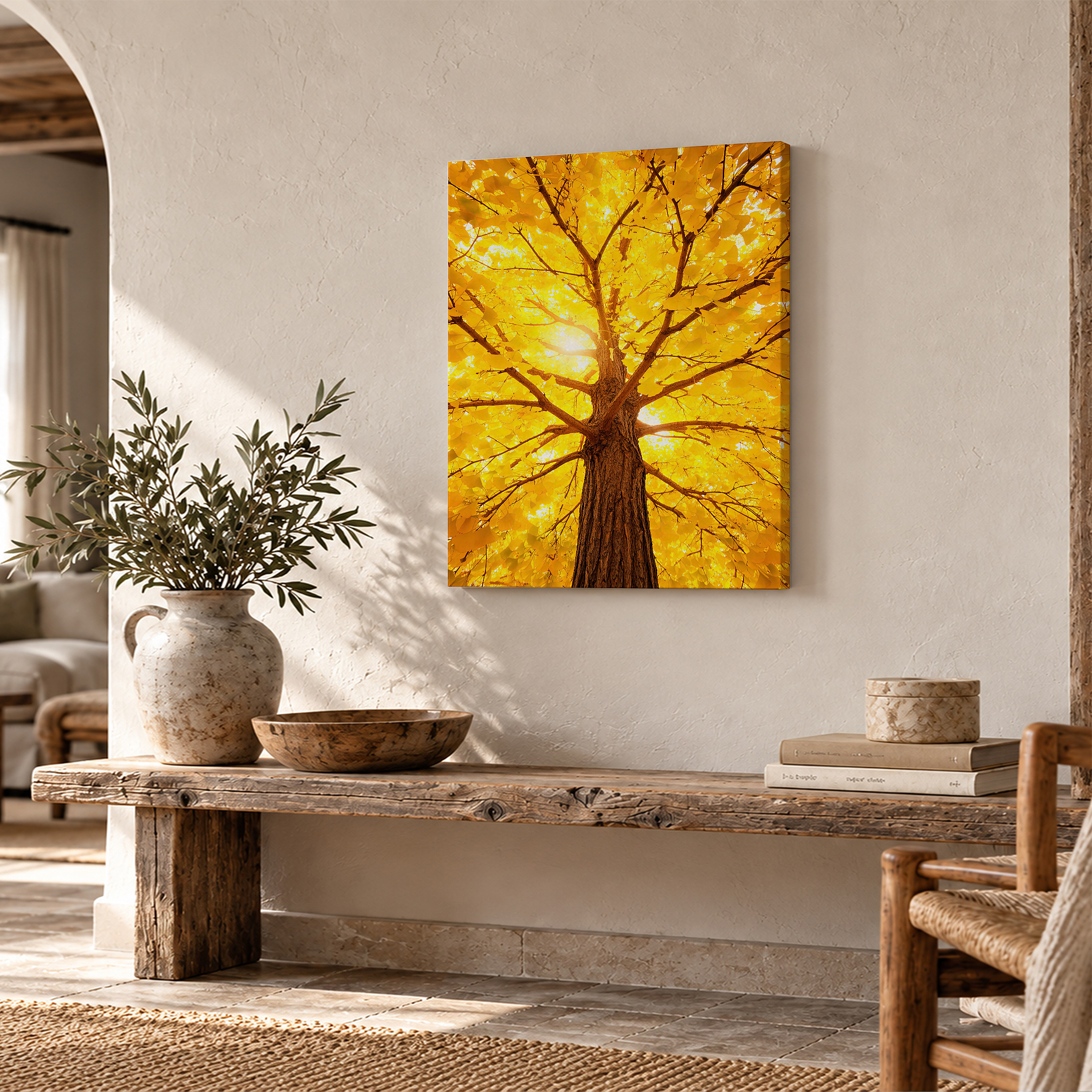 Golden Autumn Tree Framed Canvas Wall Art - Image 2
