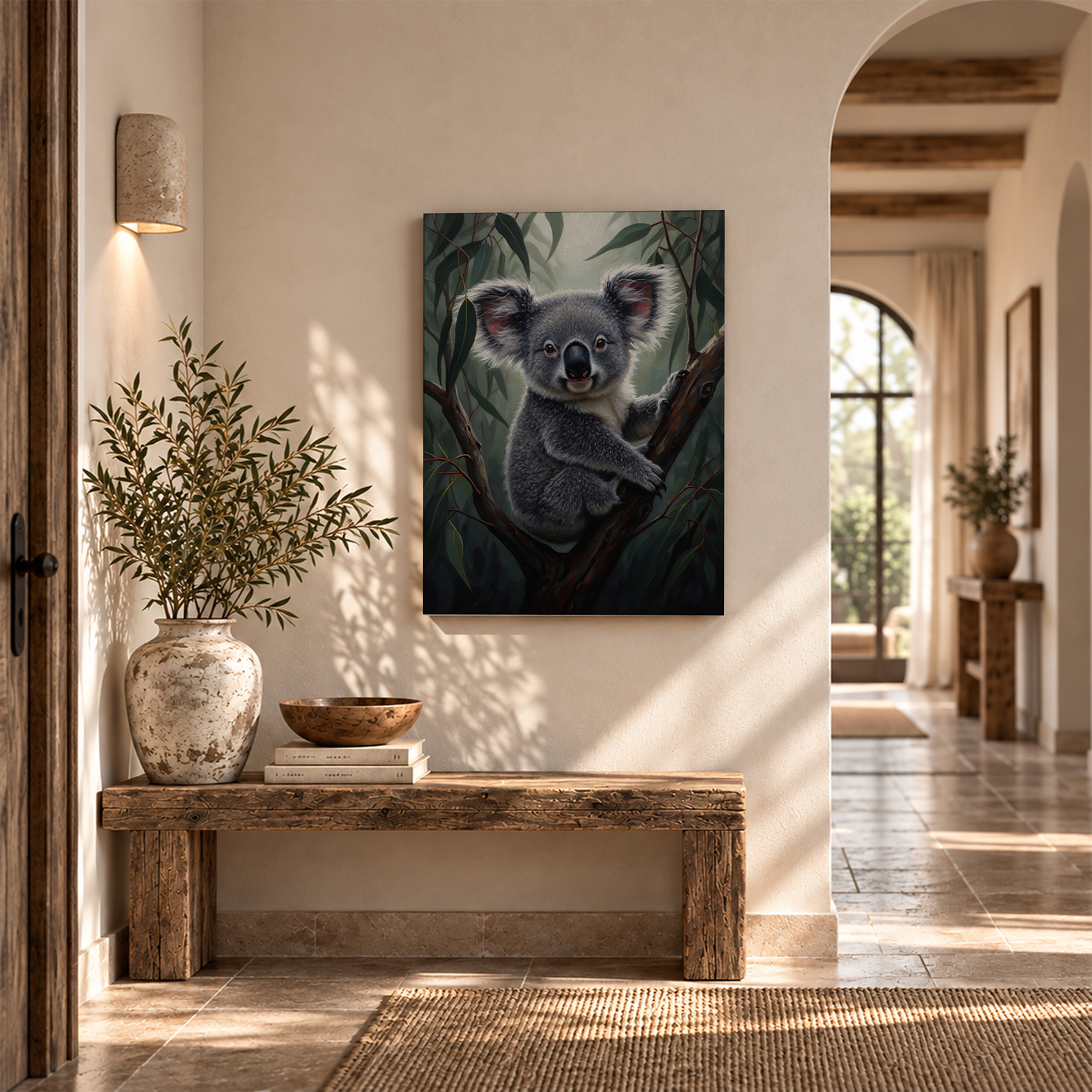 Koala in Eucalyptus Tree Framed Canvas Wall Art - Image 6