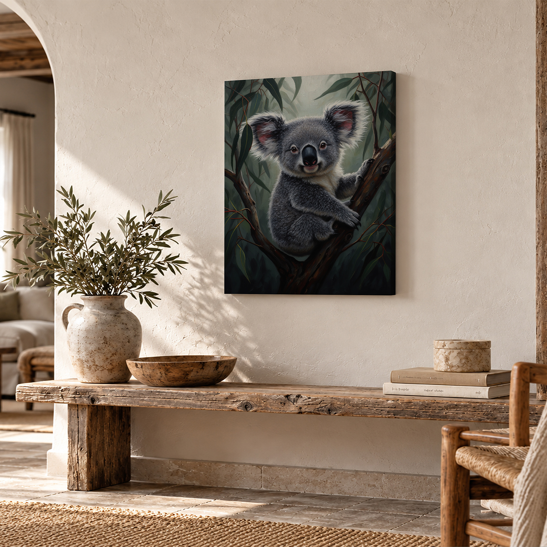 Koala in Eucalyptus Tree Framed Canvas Wall Art - Image 2