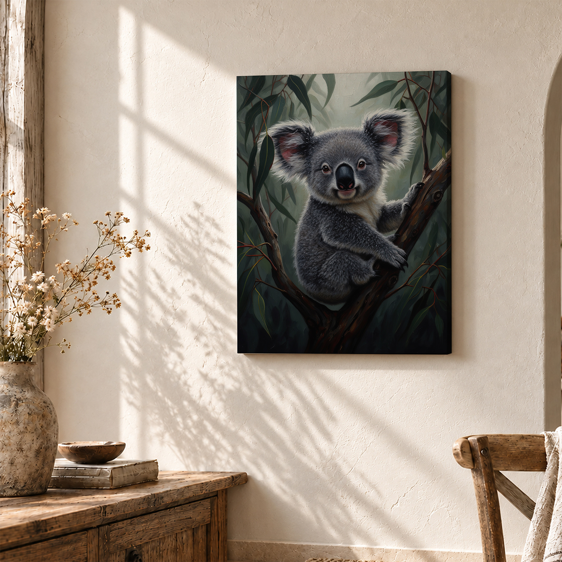 Koala in Eucalyptus Tree Framed Canvas Wall Art - Image 3