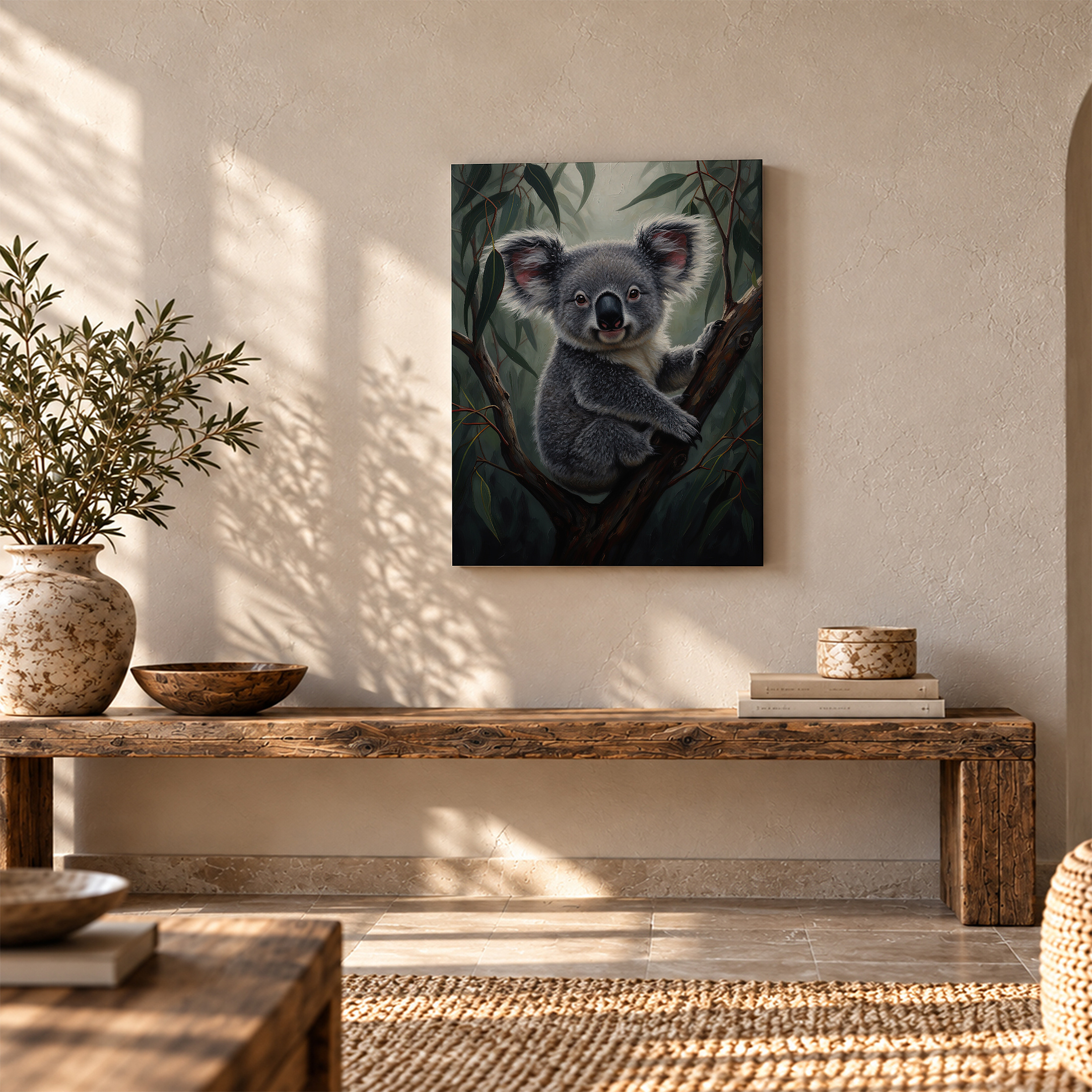 Koala in Eucalyptus Tree Framed Canvas Wall Art - Image 5