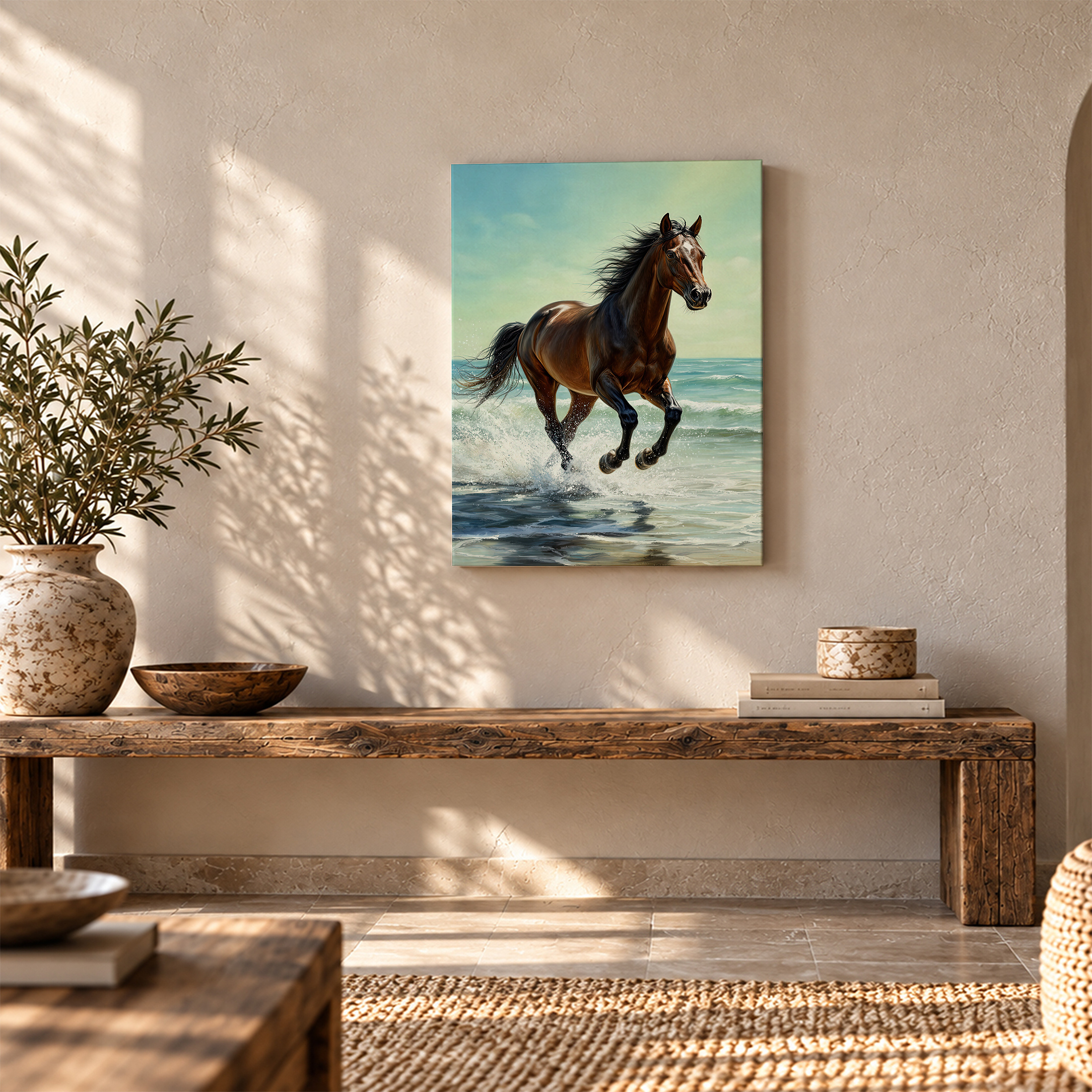 Beach Horse Running Framed Canvas Wall Art - Ready to Hang - Image 5