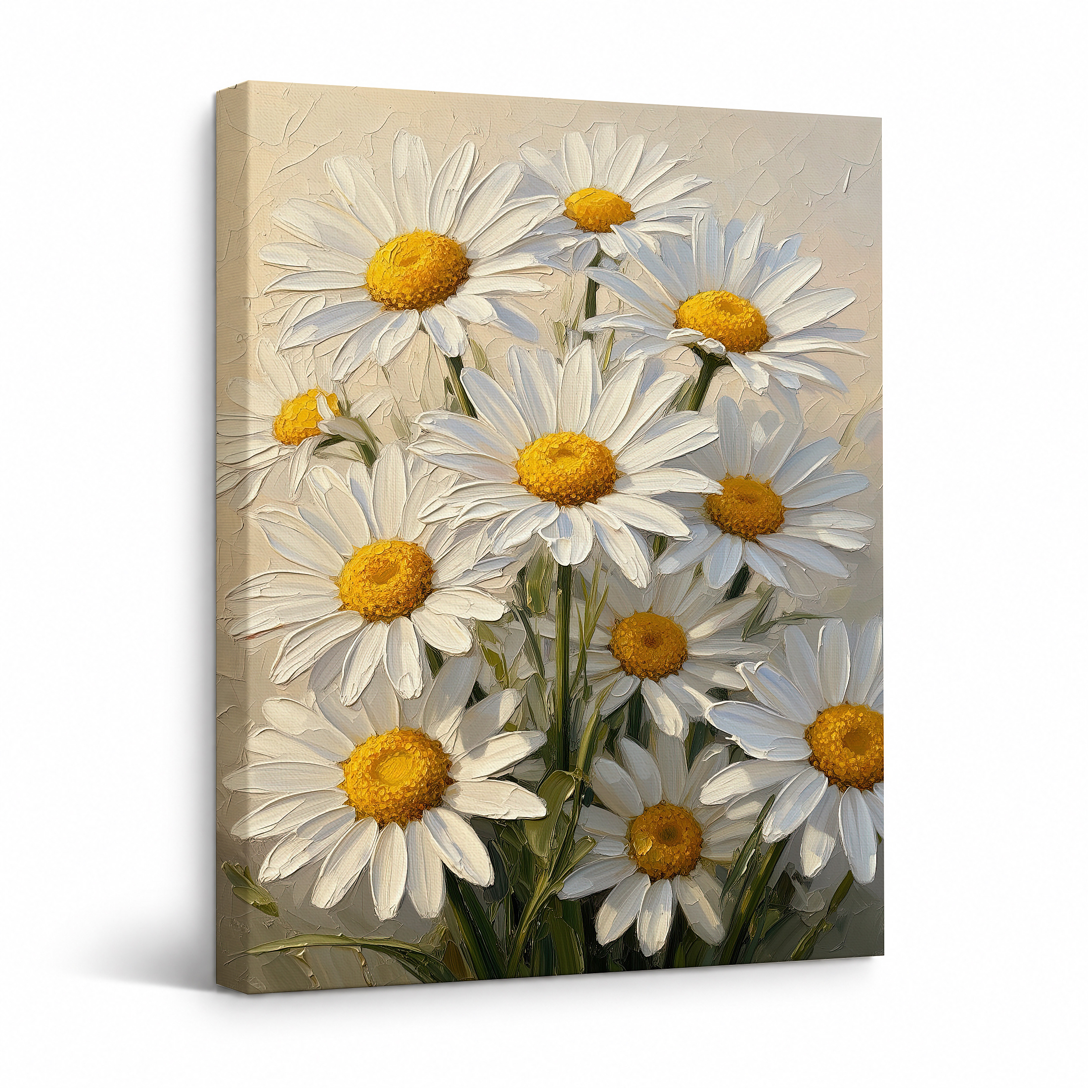 Daisy Floral Painting Framed Canvas Wall Art