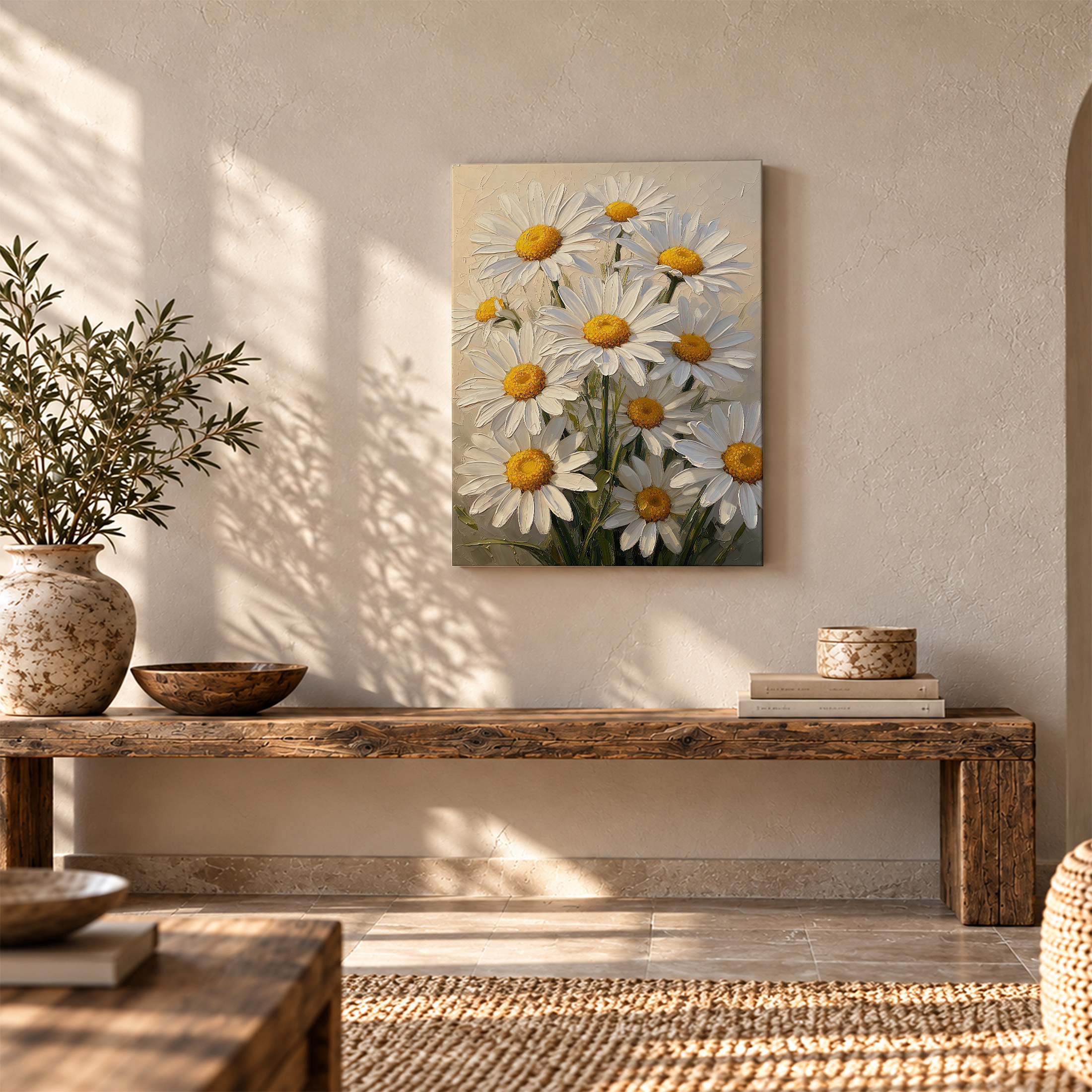 Daisy Floral Painting Framed Canvas Wall Art - Image 5
