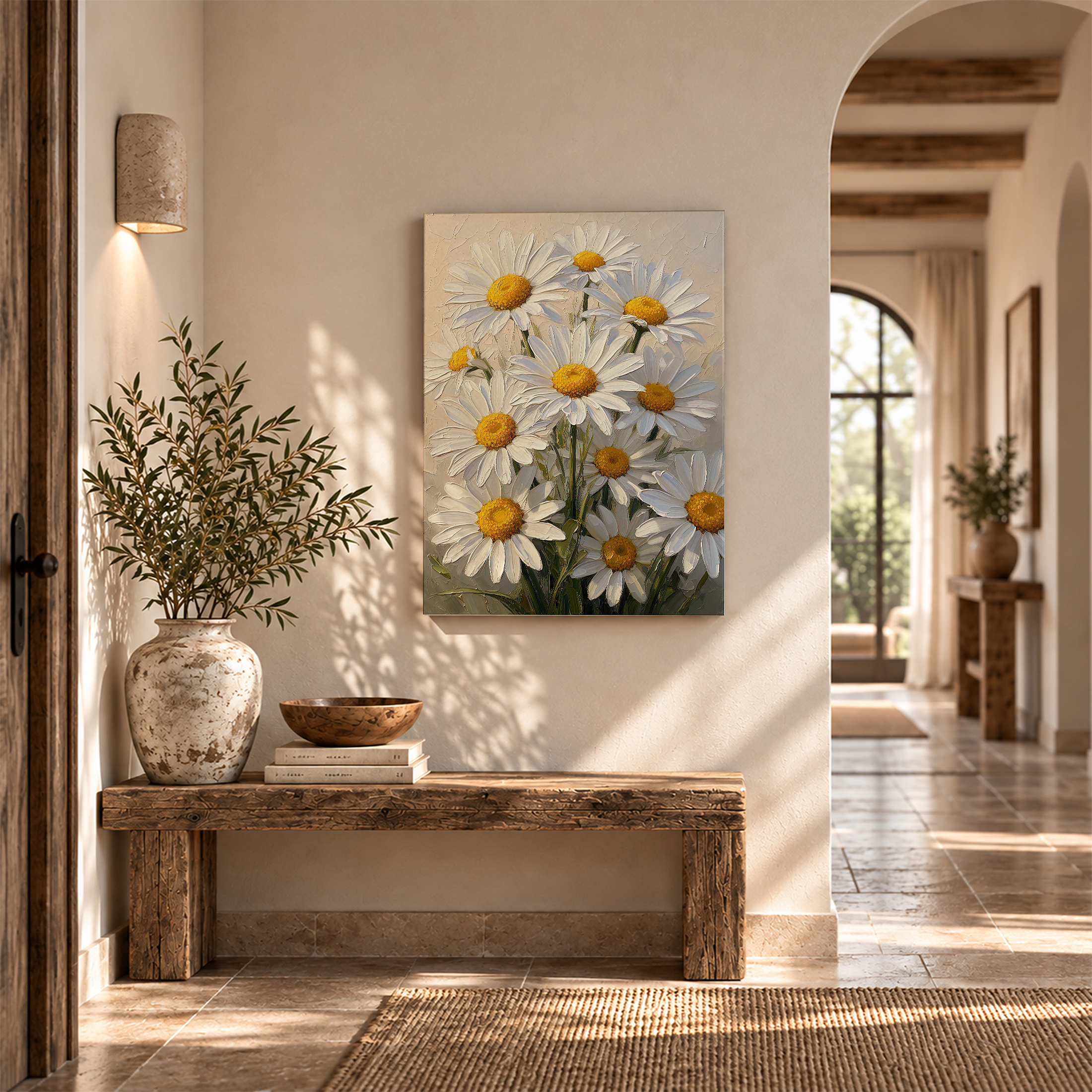Daisy Floral Painting Framed Canvas Wall Art - Image 6