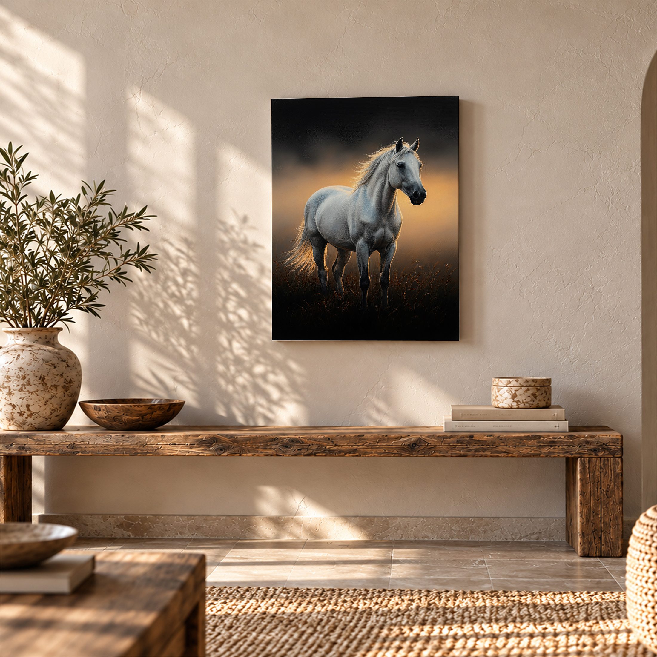 Golden Sunset Horse Framed Canvas Wall Art - Ready to Hang Decor - Image 5