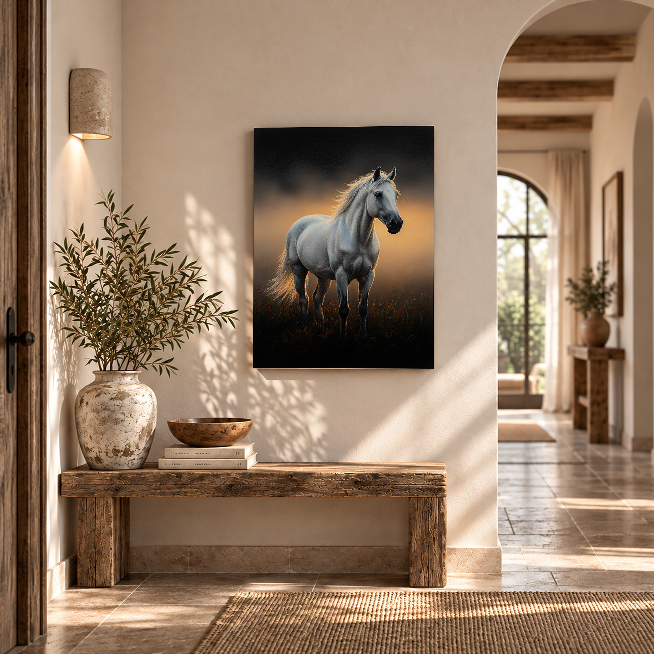 Golden Sunset Horse Framed Canvas Wall Art - Ready to Hang Decor - Image 6