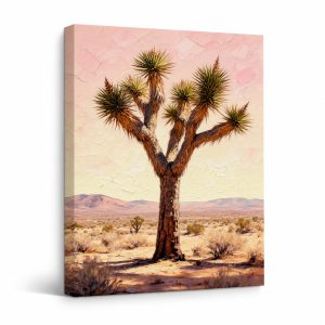 Desert Joshua Tree Framed Canvas Wall Art - Serene Southwest Landscape