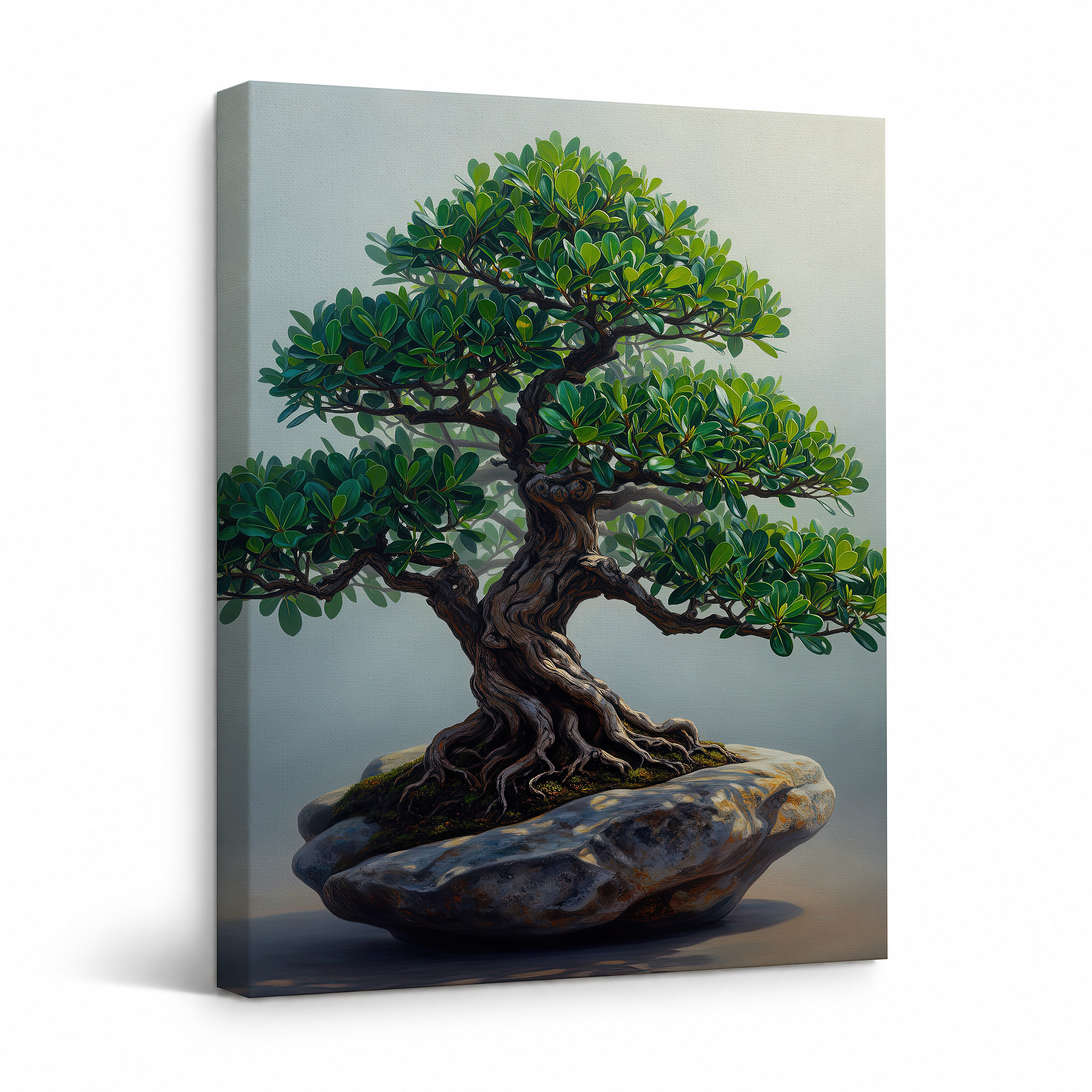 Serene Bonsai Tree Framed Canvas Wall Art - Ready to Hang