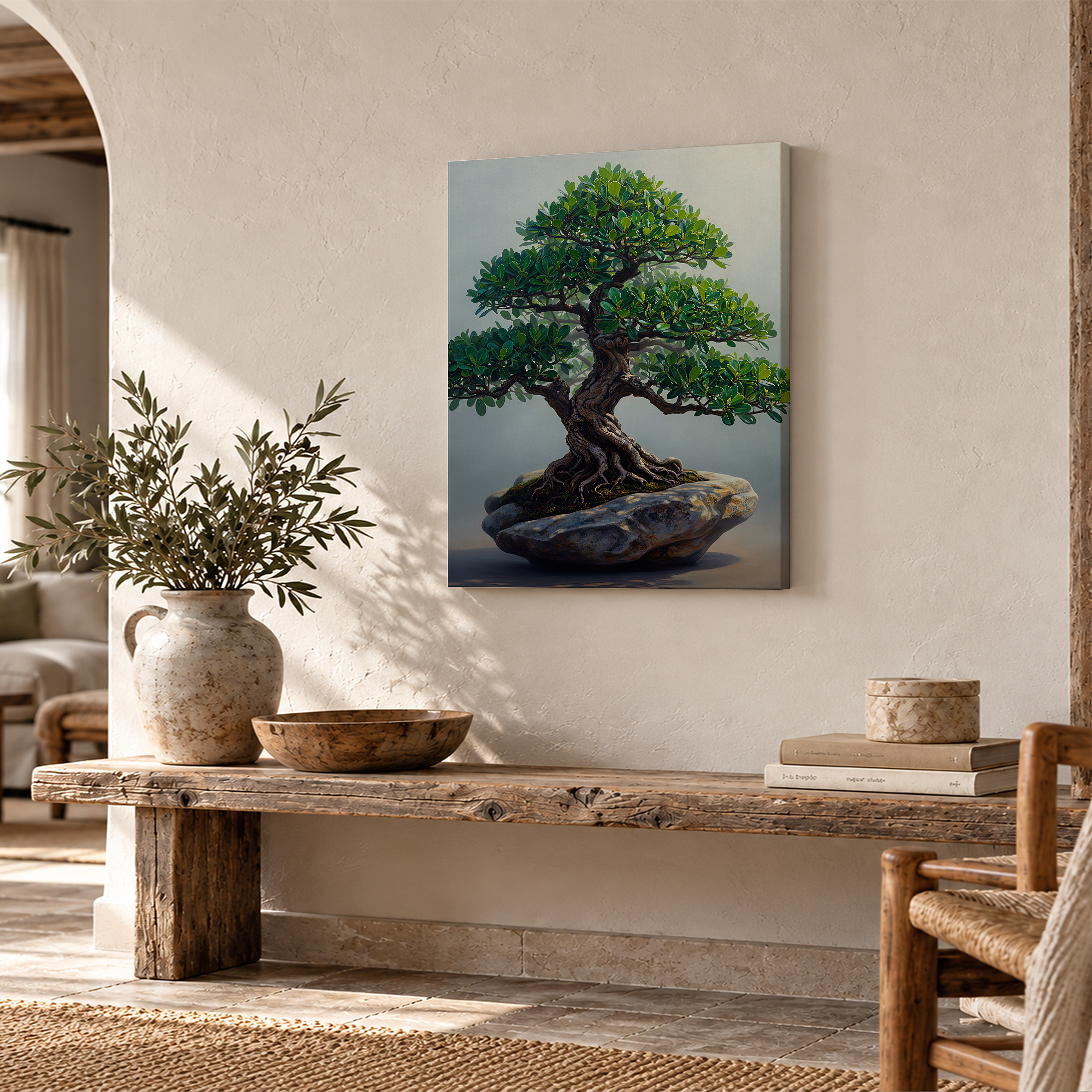 Serene Bonsai Tree Framed Canvas Wall Art - Ready to Hang - Image 2