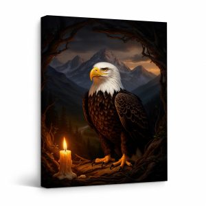 Bald Eagle Mountain Candle Framed Canvas Wall Art - Ready to Hang
