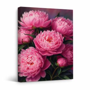 Pink Peony Floral Framed Canvas Wall Art - Ready to Hang