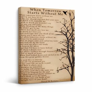 Heavenly Poem Tree & Bird Framed Canvas Wall Art - Ready to Hang