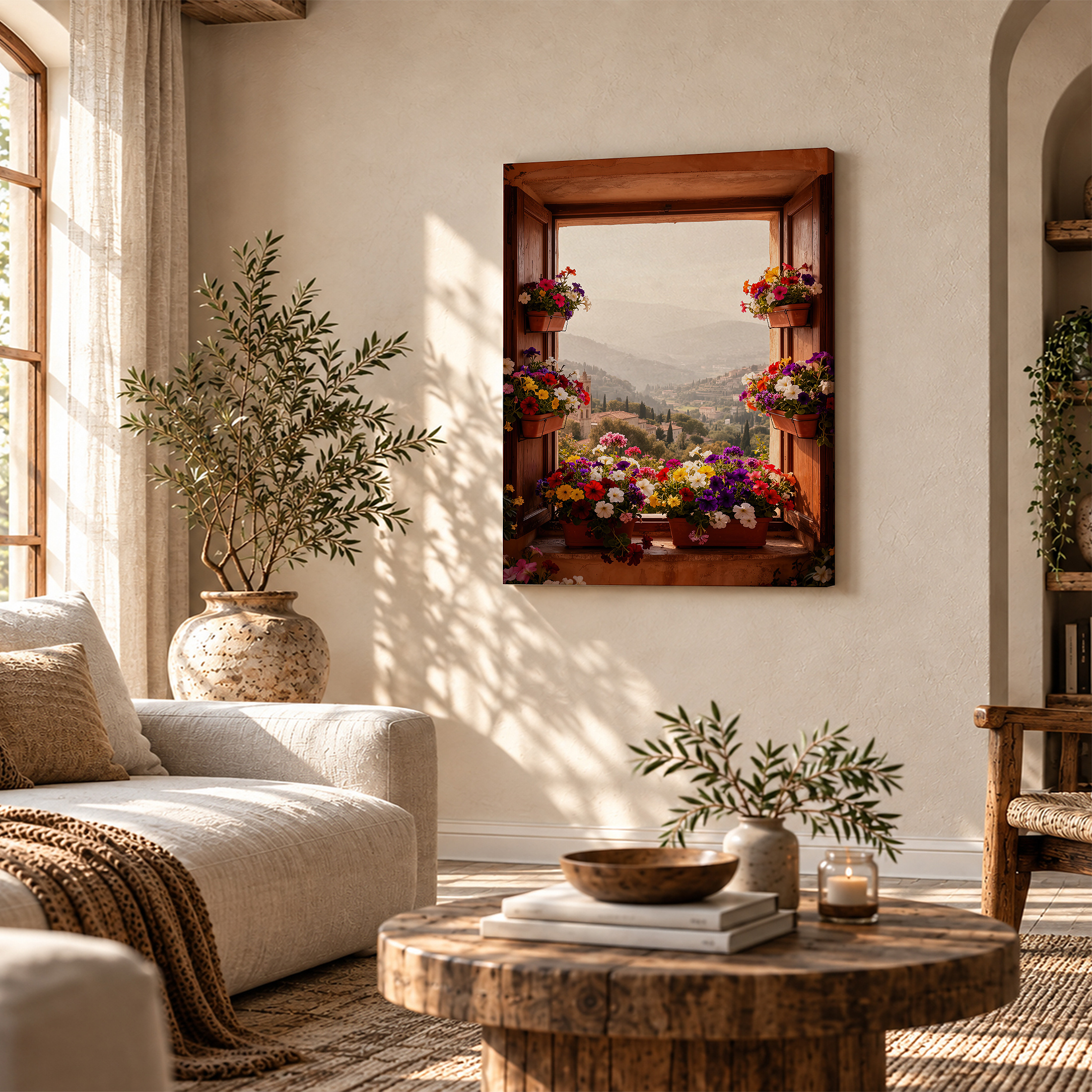 Sunlit Window Garden View Framed Canvas Wall Art - Ready to Hang - Image 4