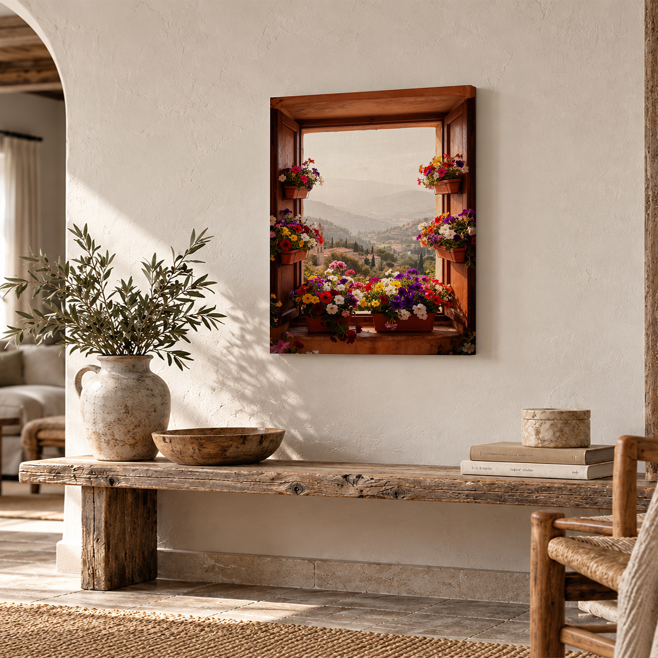 Sunlit Window Garden View Framed Canvas Wall Art - Ready to Hang - Image 2