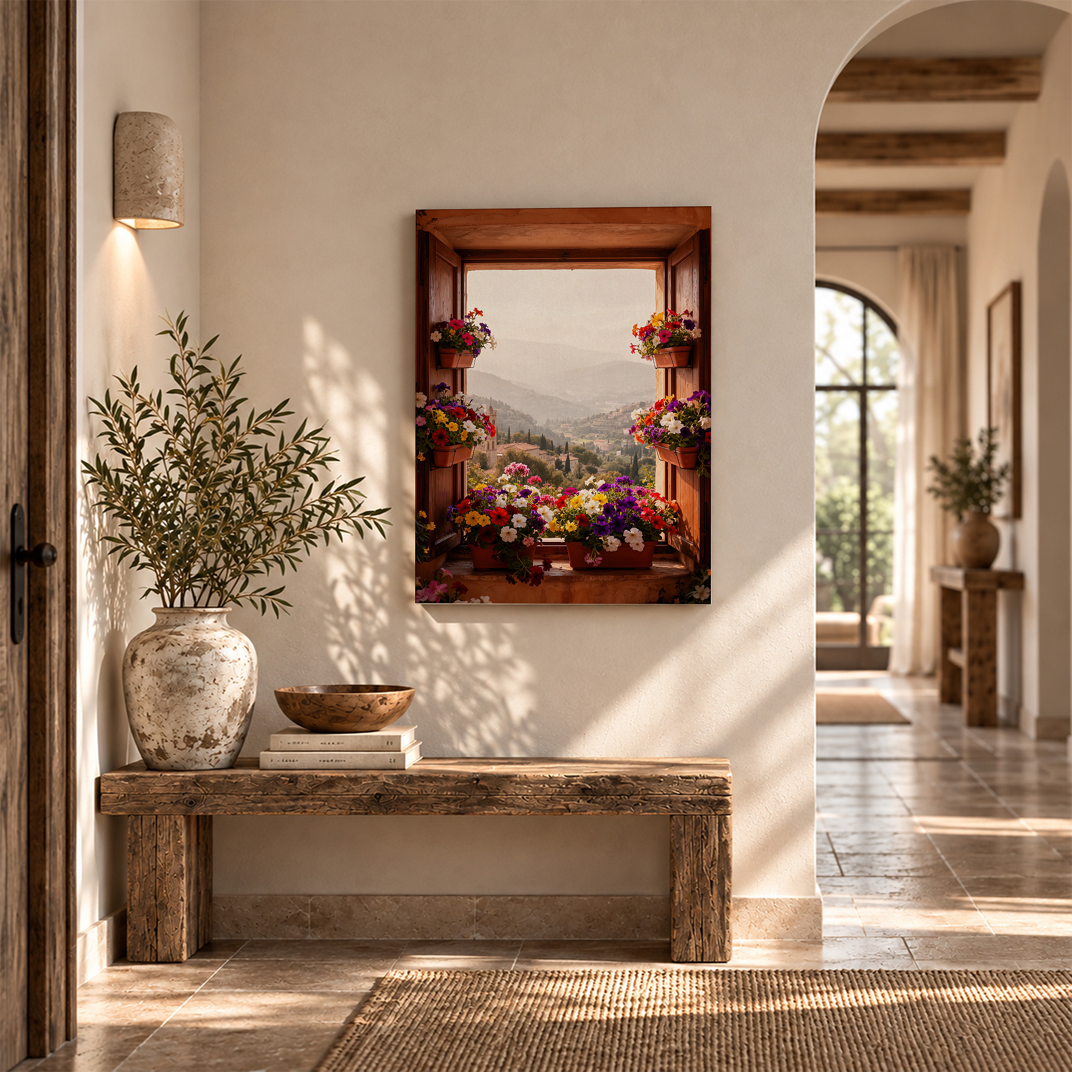 Sunlit Window Garden View Framed Canvas Wall Art - Ready to Hang - Image 6
