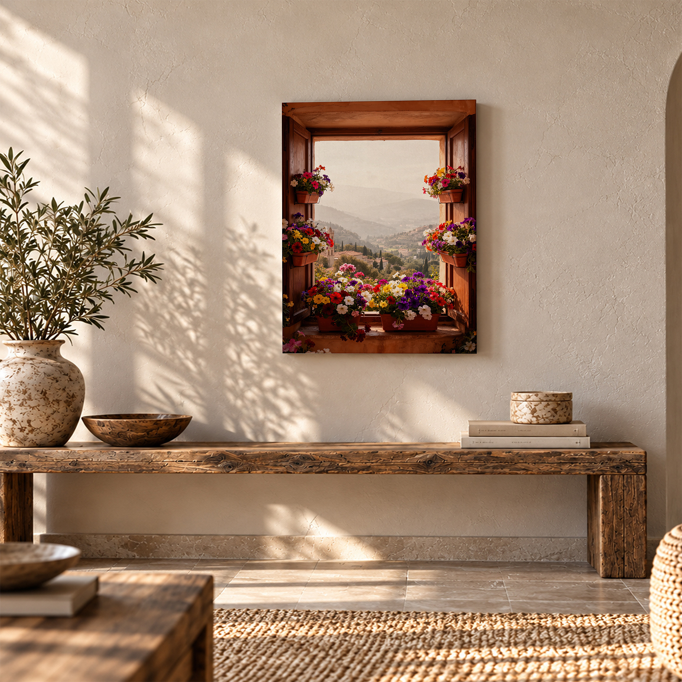 Sunlit Window Garden View Framed Canvas Wall Art - Ready to Hang - Image 5