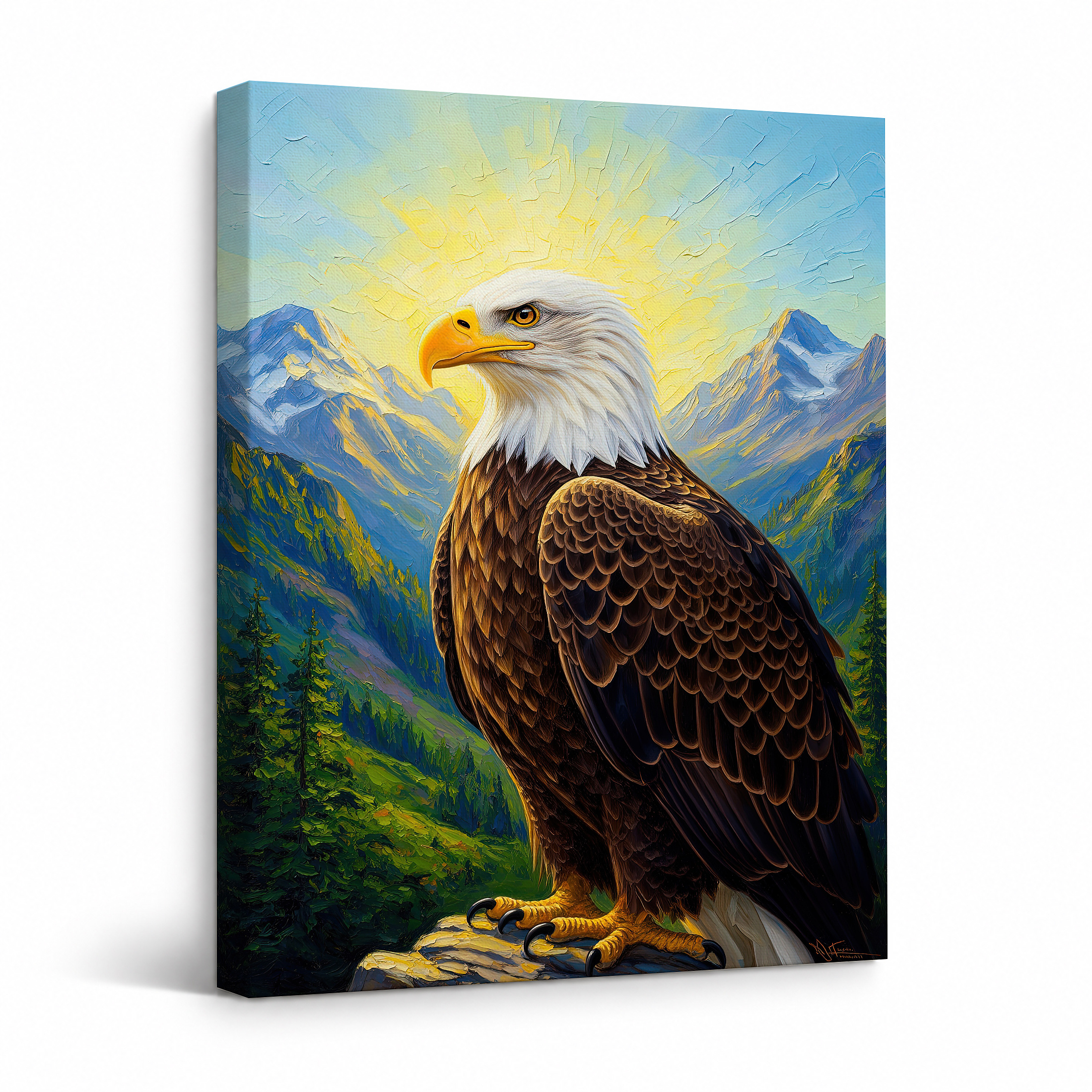Bald Eagle Mountain Majesty Framed Canvas Wall Art - Ready to Hang