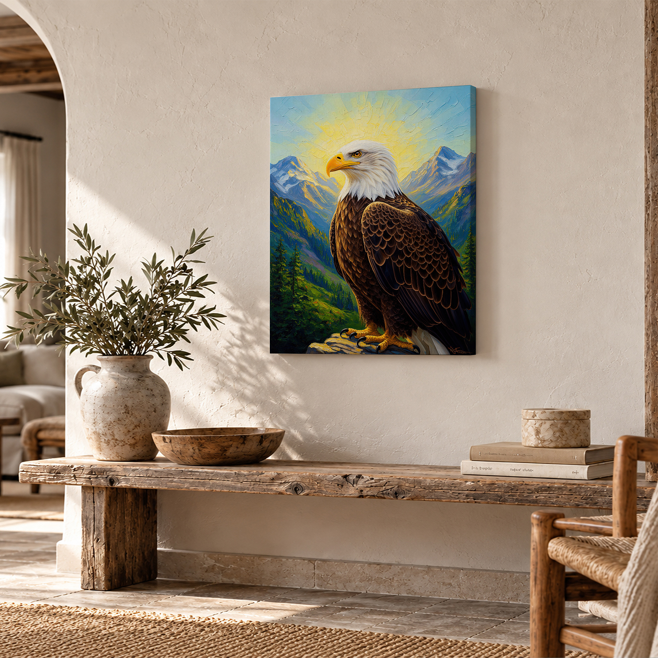 Bald Eagle Mountain Majesty Framed Canvas Wall Art - Ready to Hang - Image 2