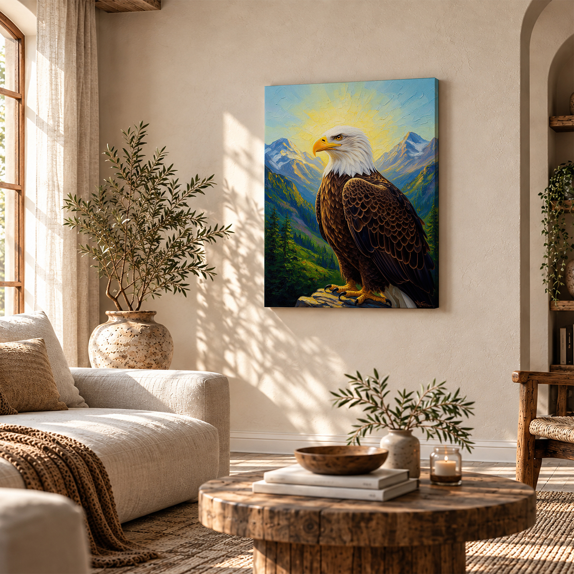 Bald Eagle Mountain Majesty Framed Canvas Wall Art - Ready to Hang - Image 4