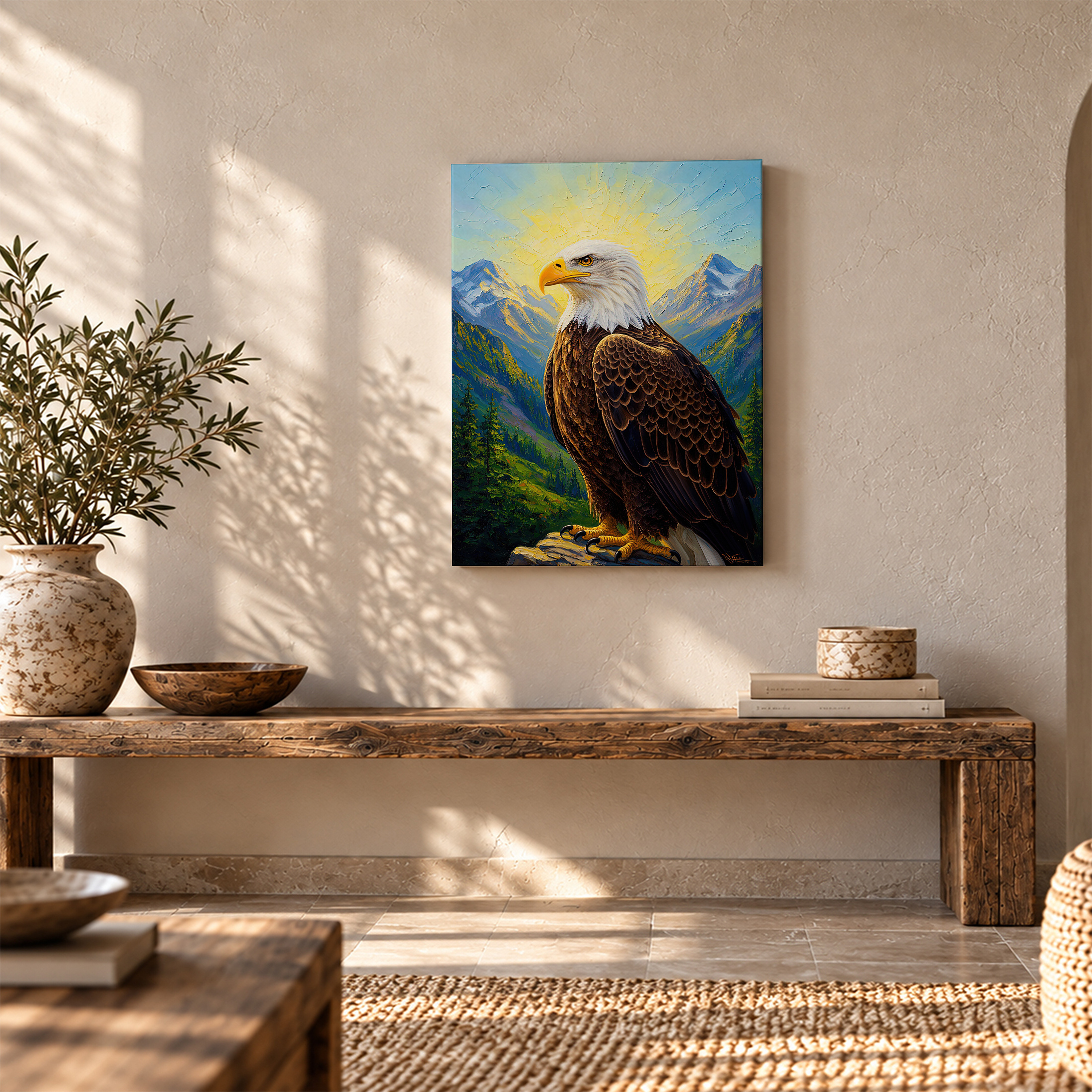 Bald Eagle Mountain Majesty Framed Canvas Wall Art - Ready to Hang - Image 5