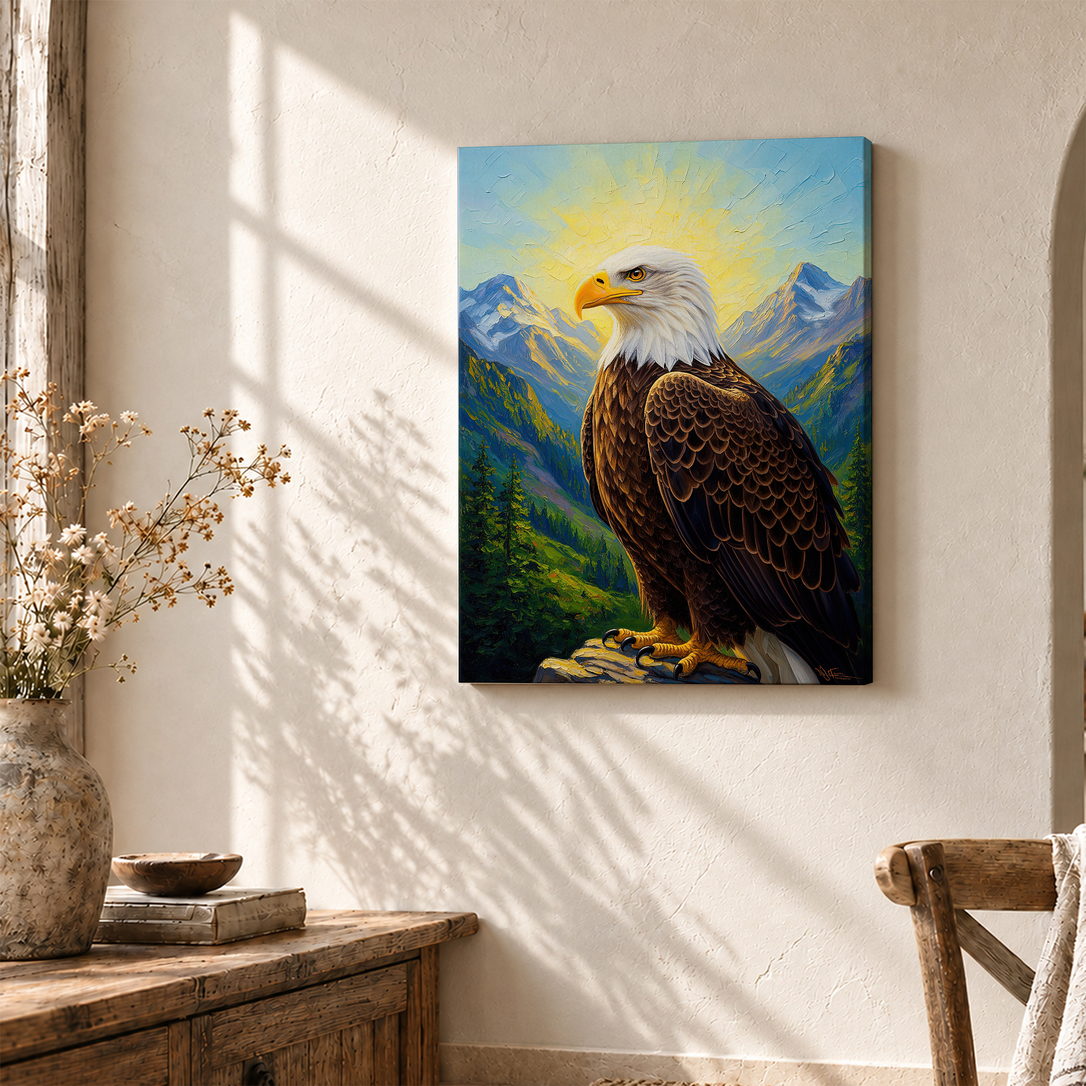 Bald Eagle Mountain Majesty Framed Canvas Wall Art - Ready to Hang - Image 3