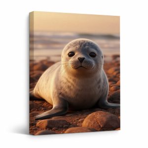 Golden Hour Seal Beach Sunset Framed Canvas Wall Art - Ready to Hang