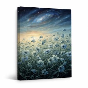 Galaxy Flower Field Framed Canvas Wall Art