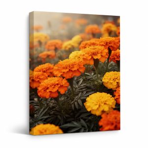Vibrant Marigold Flower Framed Canvas Wall Art