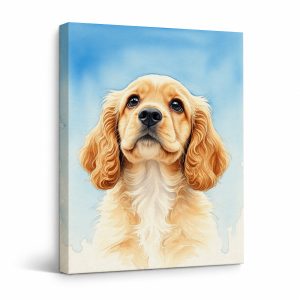 Watercolor Cocker Spaniel Portrait Framed Canvas Wall Art - Ready to Hang