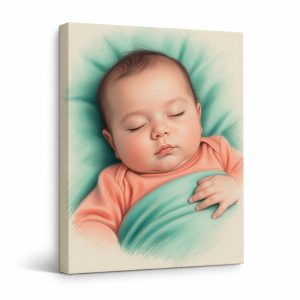 Sleeping Baby Serenity Framed Canvas Wall Art - Ready to Hang