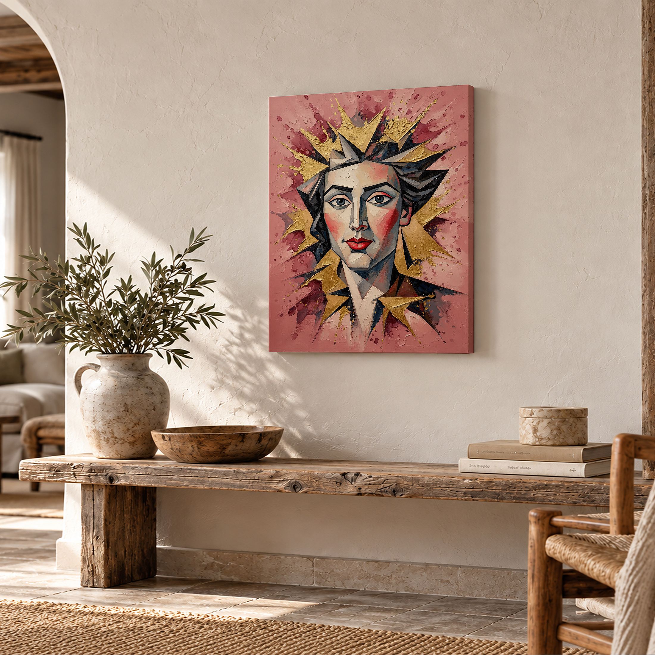 Regal Gold Crown Portrait Framed Canvas Wall Art - Image 2