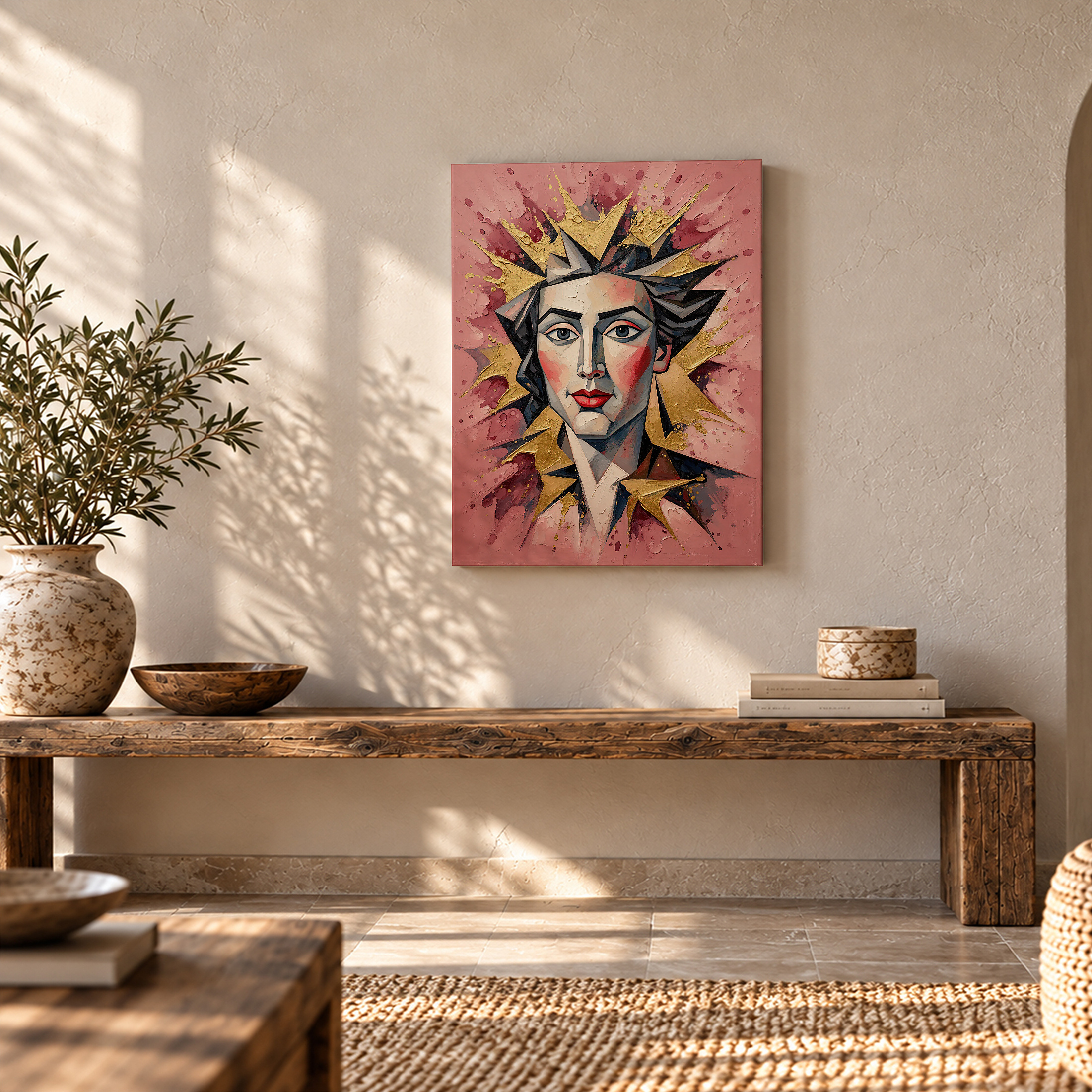 Regal Gold Crown Portrait Framed Canvas Wall Art - Image 5