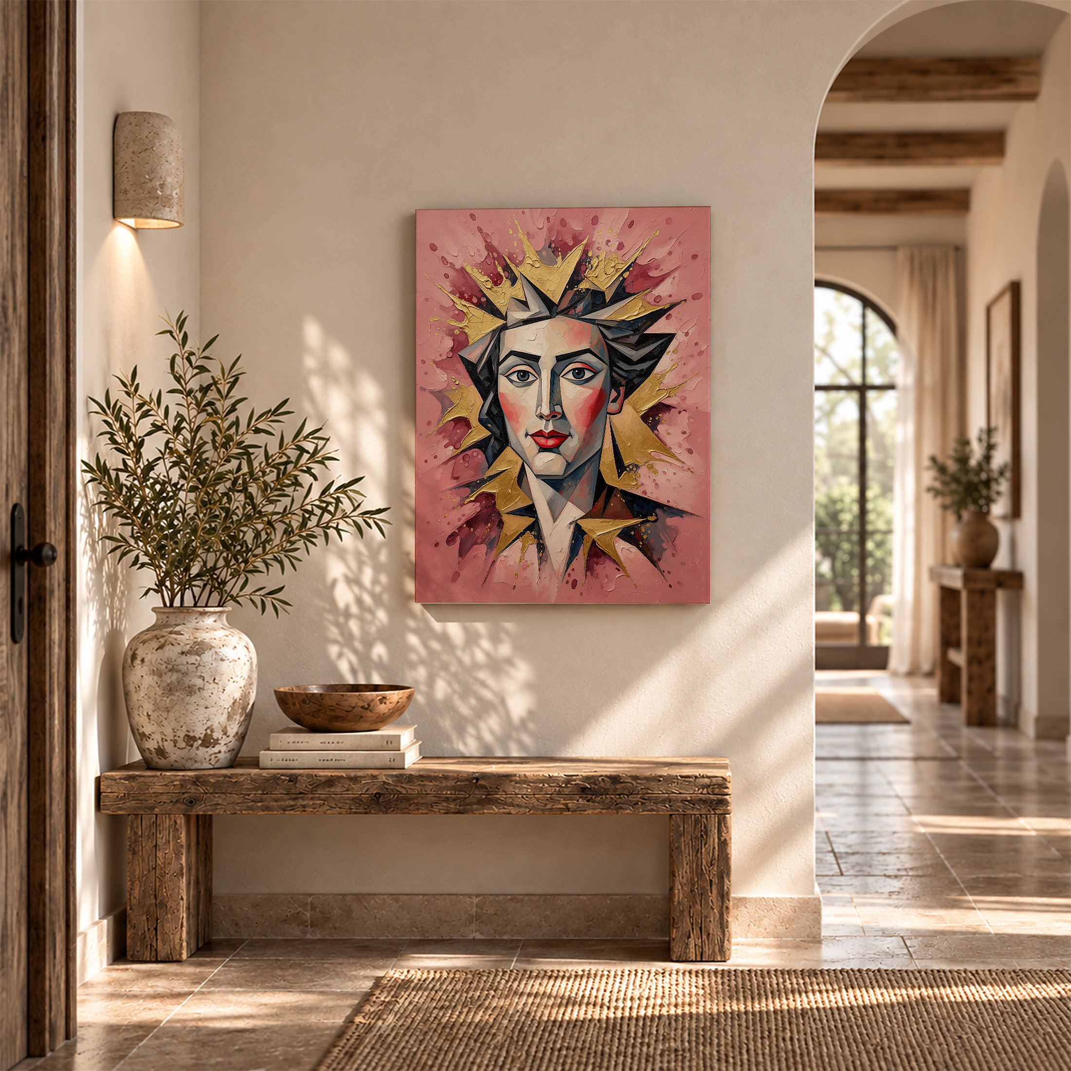 Regal Gold Crown Portrait Framed Canvas Wall Art - Image 6
