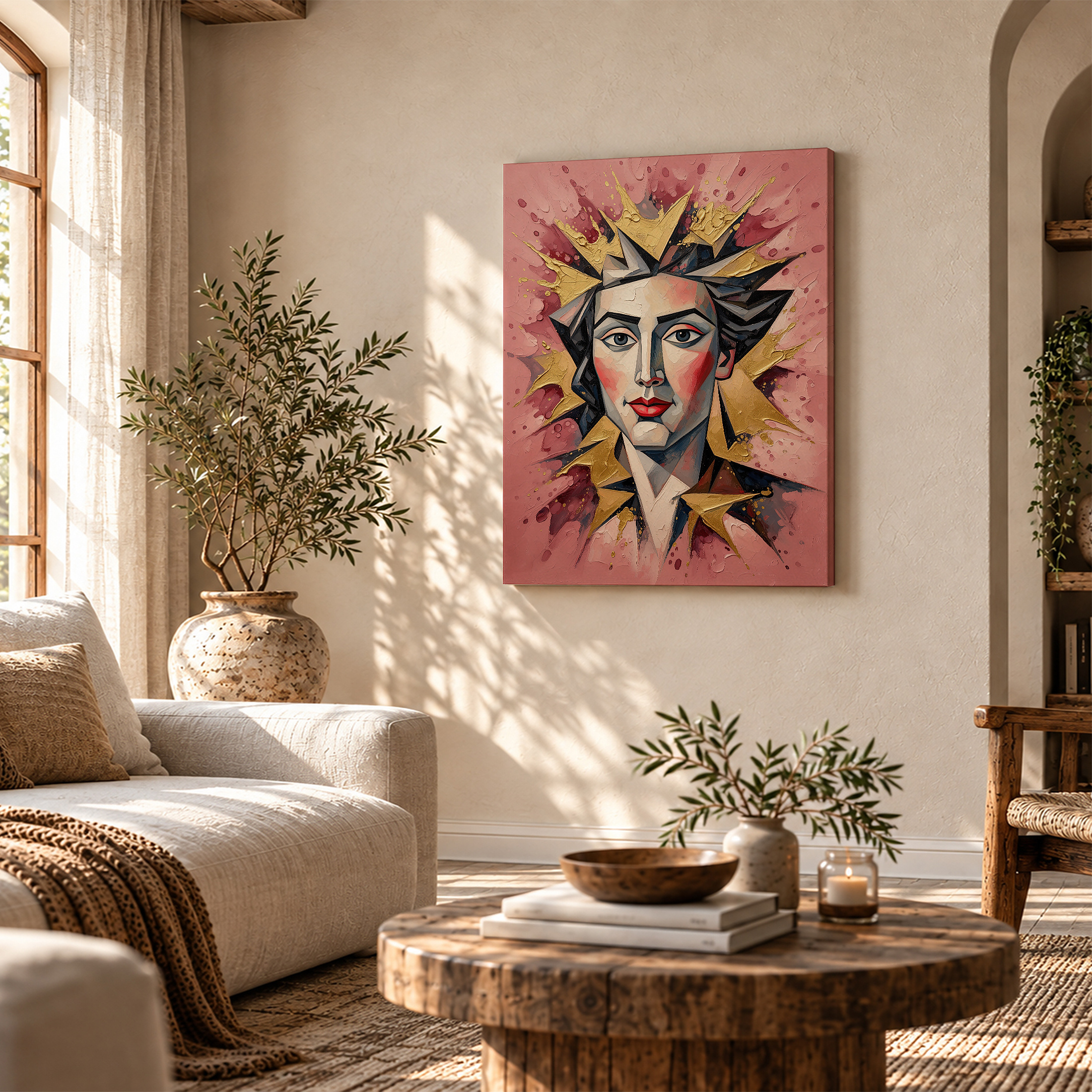 Regal Gold Crown Portrait Framed Canvas Wall Art - Image 4