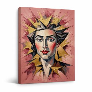 Regal Gold Crown Portrait Framed Canvas Wall Art