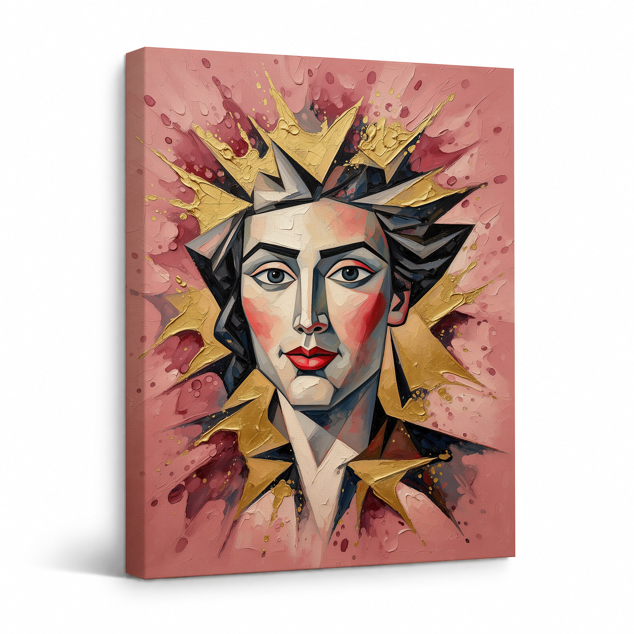 Regal Gold Crown Portrait Framed Canvas Wall Art