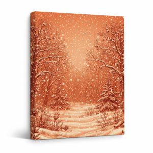 Warm Winter Forest Snowscape Framed Canvas Wall Art