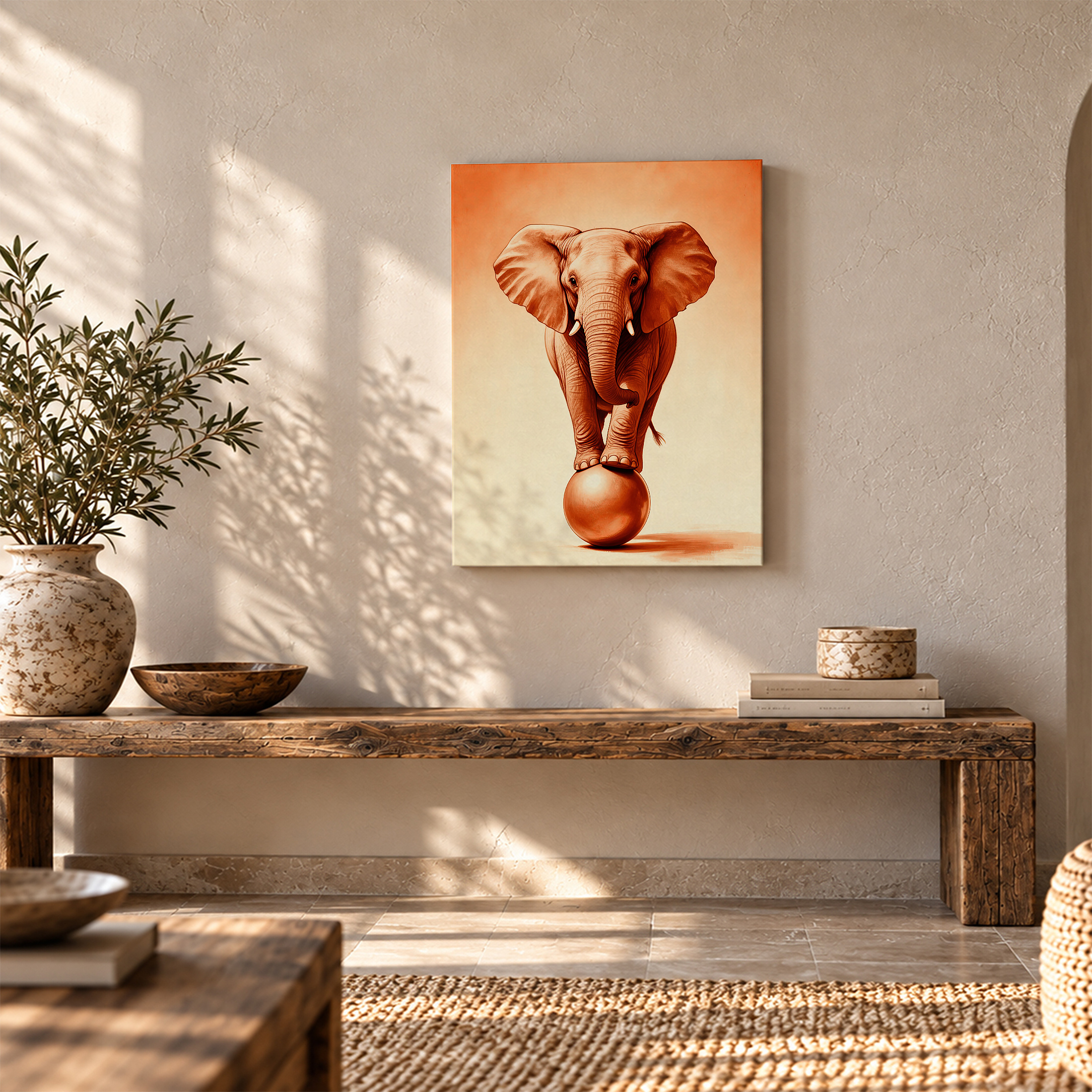Elephant on Sphere Framed Canvas Wall Art - Image 5