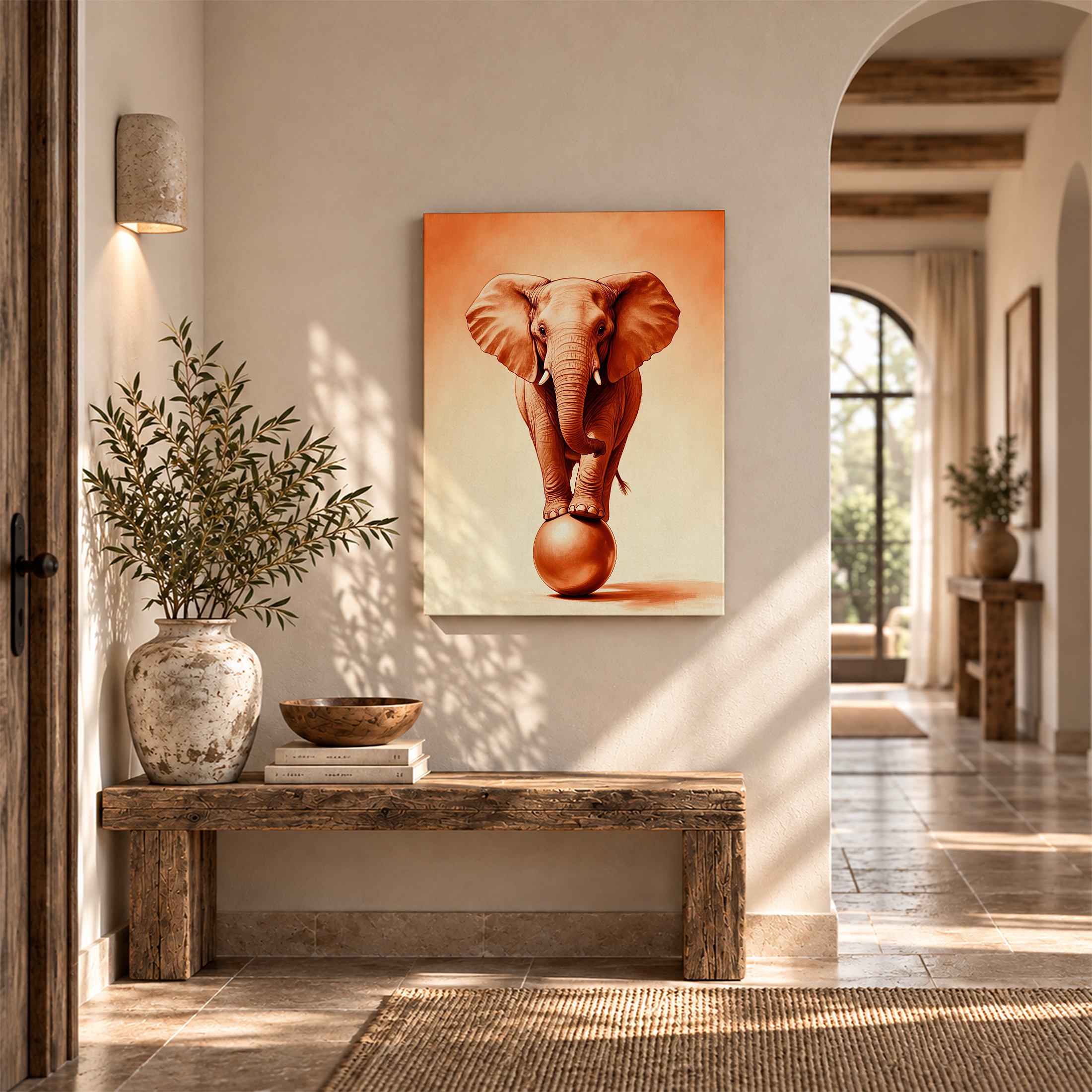 Elephant on Sphere Framed Canvas Wall Art - Image 6