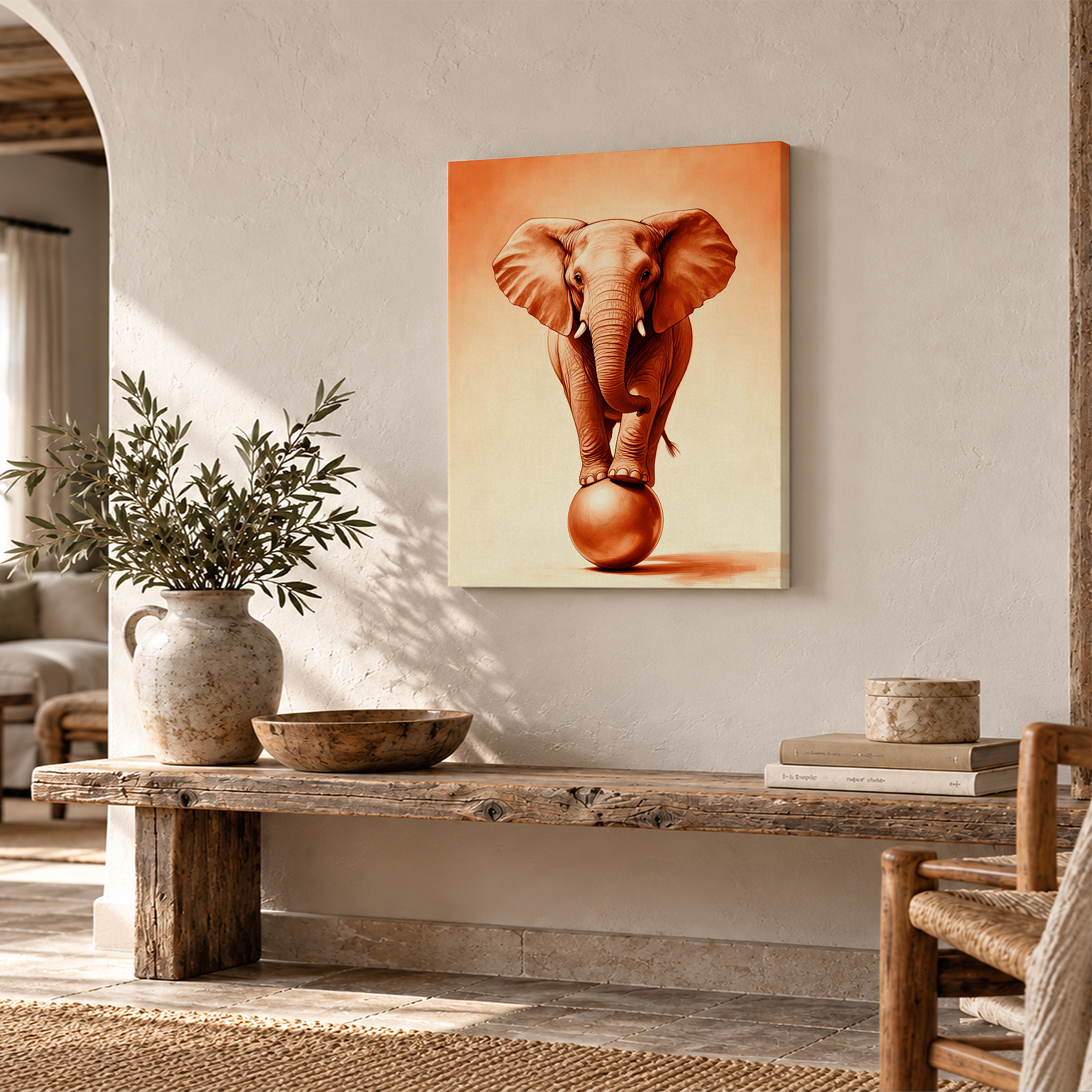 Elephant on Sphere Framed Canvas Wall Art - Image 2