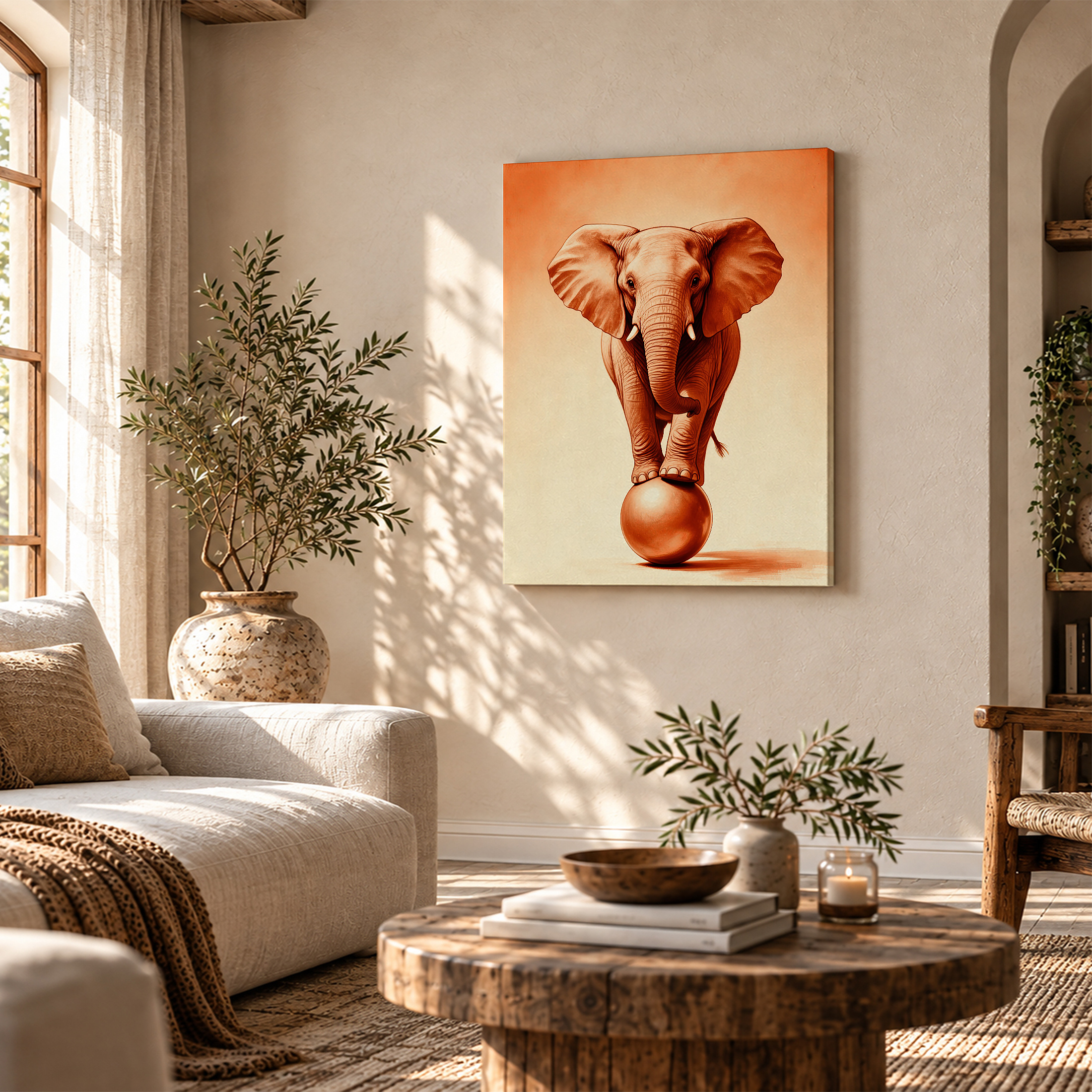 Elephant on Sphere Framed Canvas Wall Art - Image 4