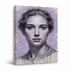 Purple Portrait Framed Canvas Wall Art - Modern Abstract Print