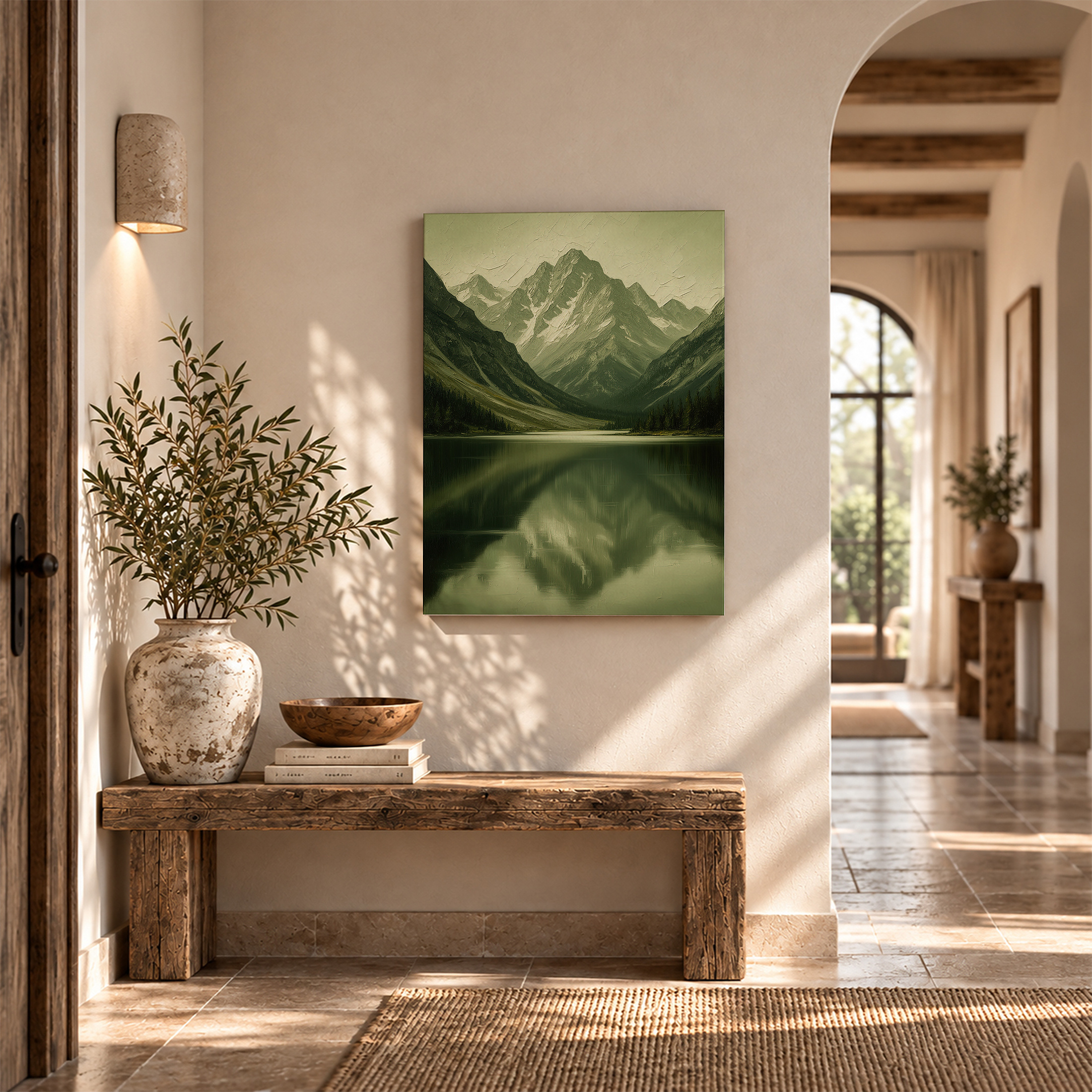 Serene Mountain Lake Reflection Framed Canvas Wall Art - Ready to Hang - Image 6